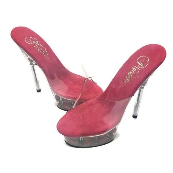 Pleaser Delight 6" Heel Platform Pumps Women's Size 6  Pink Flowers Sexy… - Picture 10 of 12